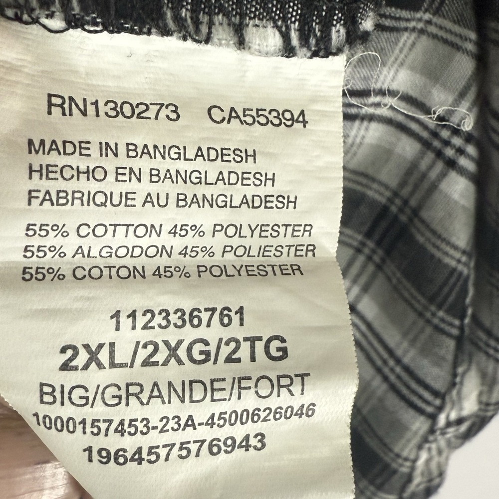 Wrangler Western Cowboy Men 2XL Shirt Black/White Plaid Pearl Snap Short Sleeve - Picture 6 of 8